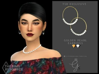 Golden Pearl Earrings By Glitterberryfly Sims 4 CC