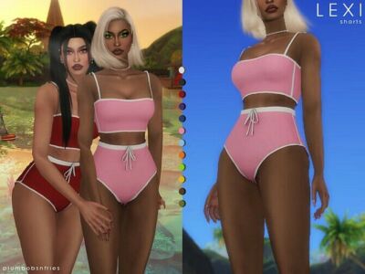 High Waisted Sport Shorts By Plumbobs N Fries Sims 4 CC