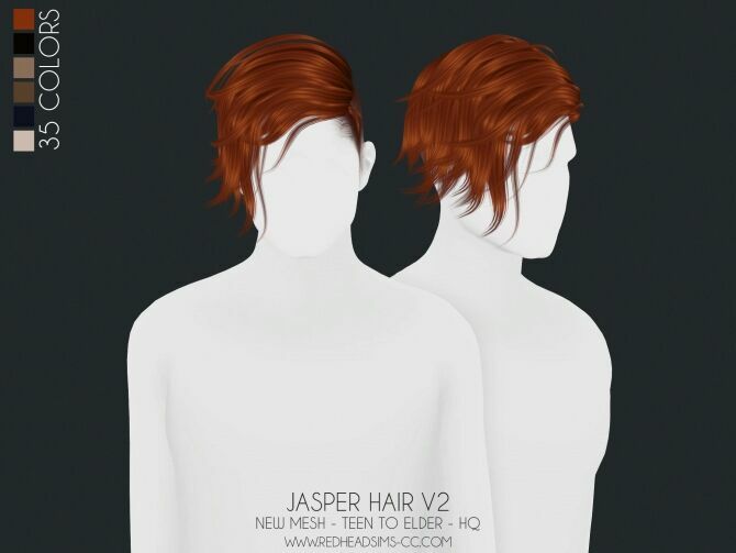 sims 4 cc jasper hair 2 versions all ages at redheadsims 2