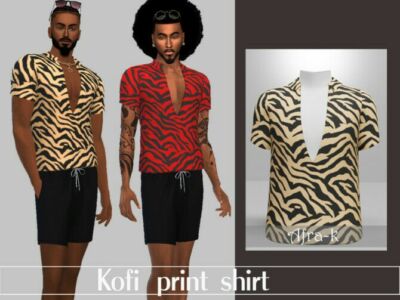 Kofi Print Shirt By Akaysims Sims 4 CC