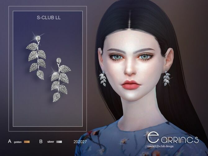 Leaf Jasmine Earrings 202027 By S-Club LL Sims 4 CC