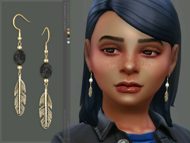 Liberty Earrings | Kids Version By Sugar OWL Sims 4 CC