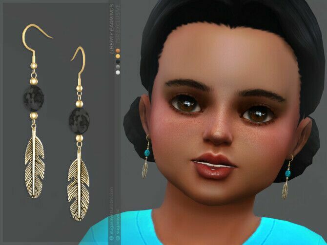 Liberty Earrings | Toddlers Version By Sugar OWL Sims 4 CC