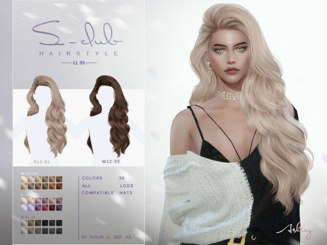 Long Curly Hairstyle For Female By S-Club Sims 4 CC