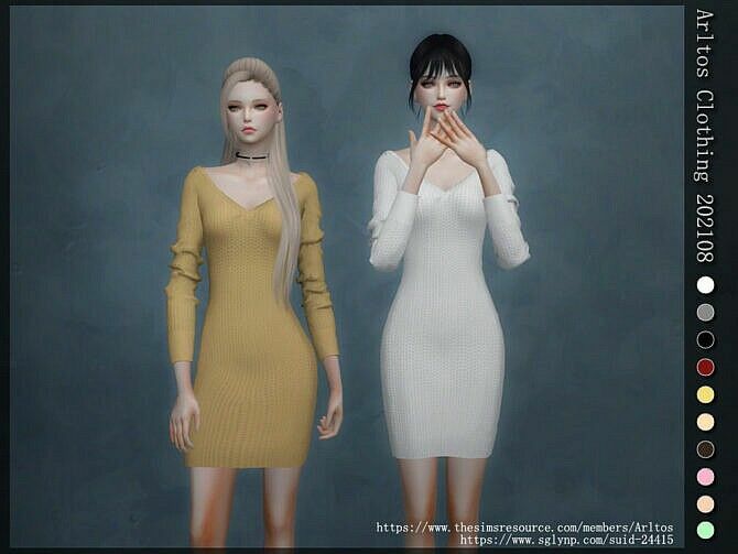 Long Sleeve Dress 202108 By Arltos Sims 4 CC