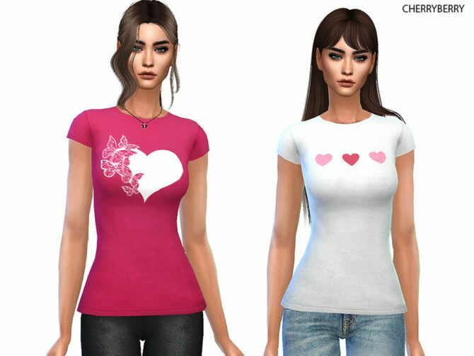 Lovely T-Shirt By Cherryberrysim Sims 4 CC