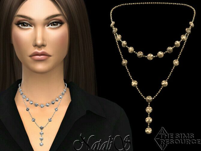 Mini Disk Layered Necklace By Natalis Sims 4 CC