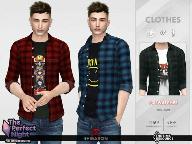 Band Shirt For Male By Remaron Sims 4 CC