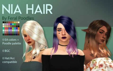 NIA Hair Maxis Match CC At Feral Poodles Sims 4 CC