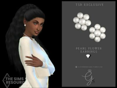 Pearl Flower Earrings By Glitterberryfly Sims 4 CC