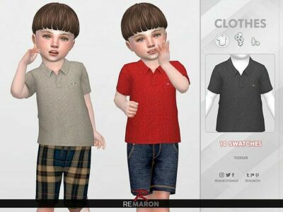 Polo Shirt For Toddler 01 By Remaron Sims 4 CC