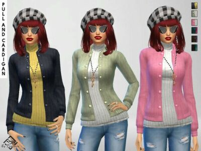 Pullover And Cardigan SET By Devirose Sims 4 CC