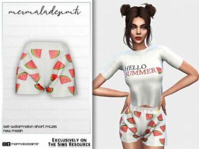 Pyjamas SET Watermelon Short MC215 By Mermaladesimtr Sims 4 CC