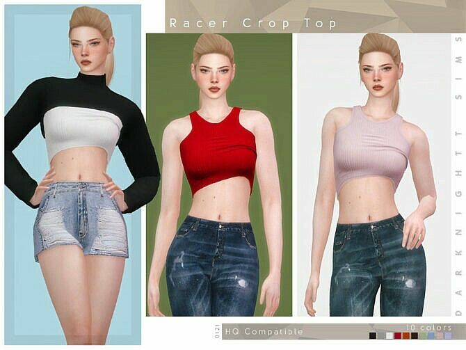 Racer Crop TOP By Darknightt Sims 4 CC