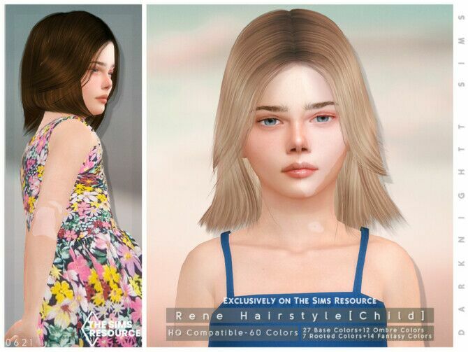 Rene Hairstyle [Child] By Darknightt Sims 4 CC