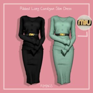 Ribbed Long Cardigan Slim Dress At Rimings Sims 4 CC