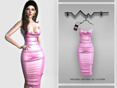 Satin Dress BD404 By Busra-Tr Sims 4 CC