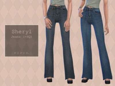 Sheryl Jeans (Bootcut) By Pipco Sims 4 CC