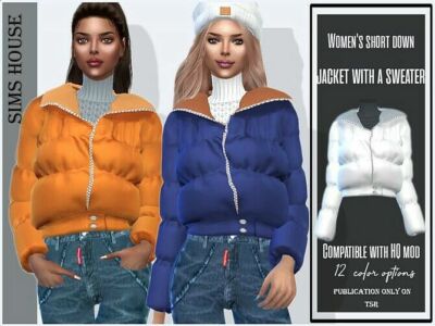 Short Down Puffer Jacket With Sweater By Sims House Sims 4 CC