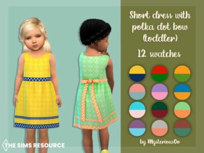 Short Dress With Polka DOT BOW (Toddler) By Mysteriousoo Sims 4 CC