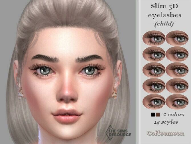 Slim 3D Eyelashes (Child) By Coffeemoon Sims 4 CC