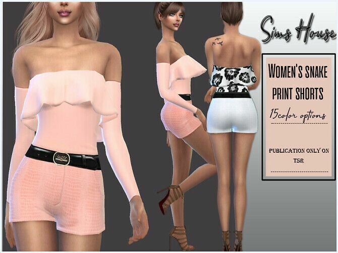 Snake Print Shorts By Sims House Sims 4 CC