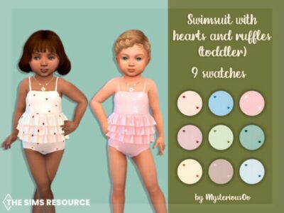 Swimsuit With Hearts And Ruffles (Toddler) By Mysteriousoo Sims 4 CC