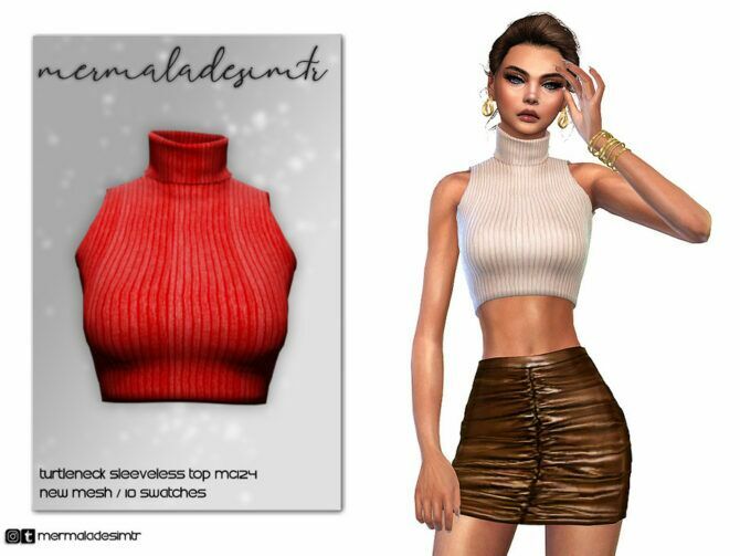 Turtleneck Sleeveless TOP MC124 By Mermaladesimtr Sims 4 CC