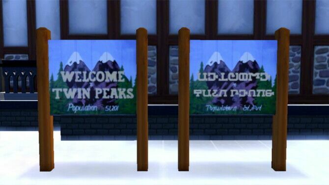 sims 4 cc twin peaks town sign by staberinde 4