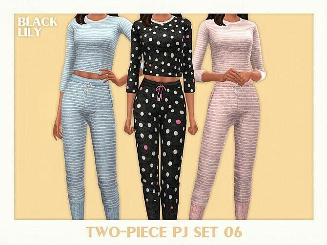 Two-Piece PJ SET 06 By Black Lily Sims 4 CC