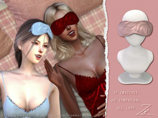 Velvet Sleep Mask(Face Version) By _ZY Sims 4 CC