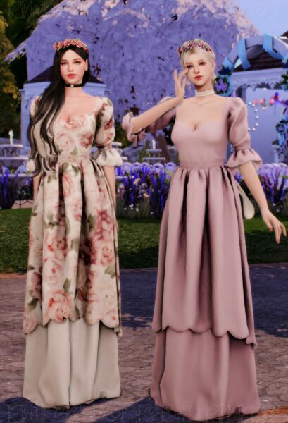 sims 4 cc vintage big ribbon wedding dress rose crown at rimings 4