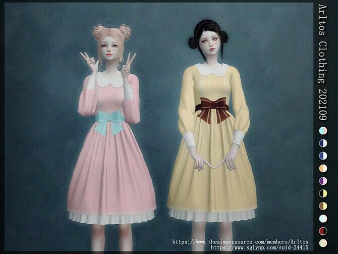 Waist BOW Dress By Arltos Sims 4 CC