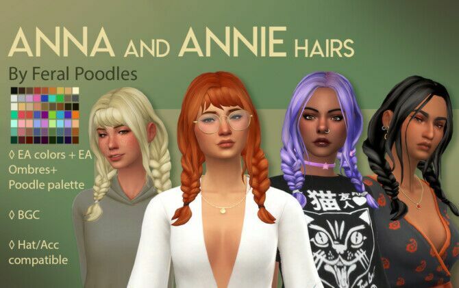 Anna And Annie Hairs At Feral Poodles Sims 4 CC