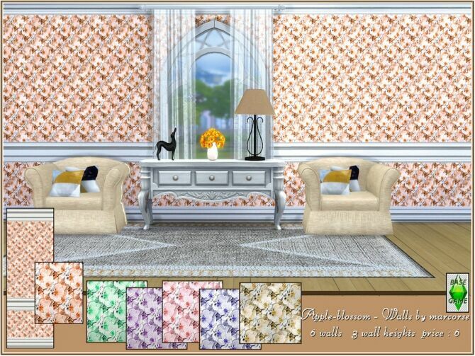 Apple Blossom Walls By Marcorse Sims 4 CC