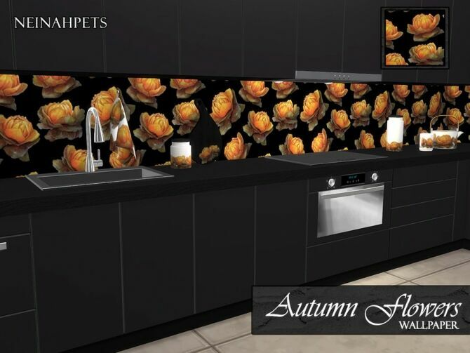 Autumn Flowers Wallpaper By Neinahpets Sims 4 CC