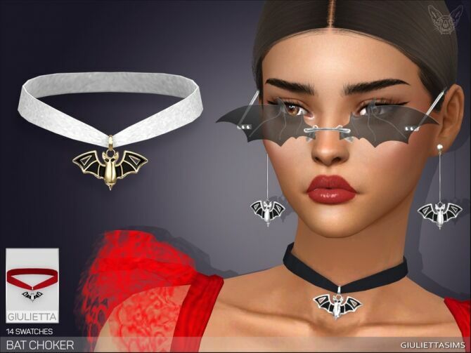 BAT Velvet Choker By Feyona Sims 4 CC