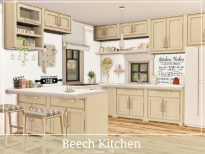 Beech Kitchen By Mini Simmer Sims 4 CC