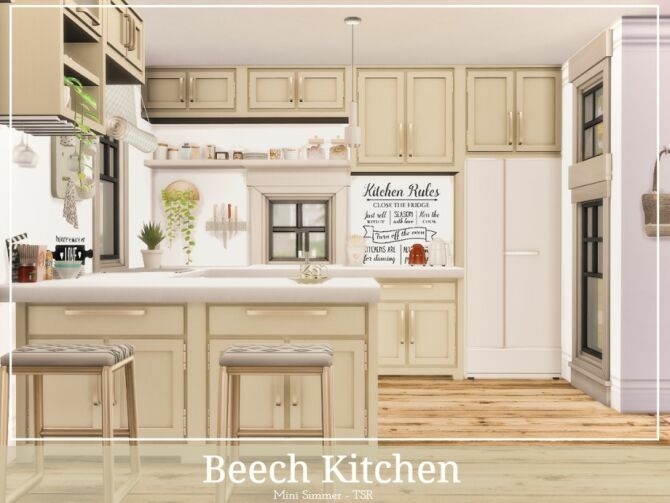 sims 4 cc beech kitchen by mini simmer 2