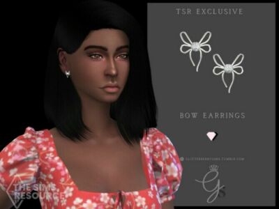 BOW Earrings By Glitterberryfly Sims 4 CC