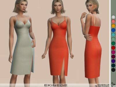 Cami Slit Dress By Ekinege Sims 4 CC