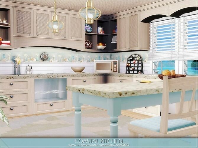 sims 4 cc coastal kitchen by mychqqq 3