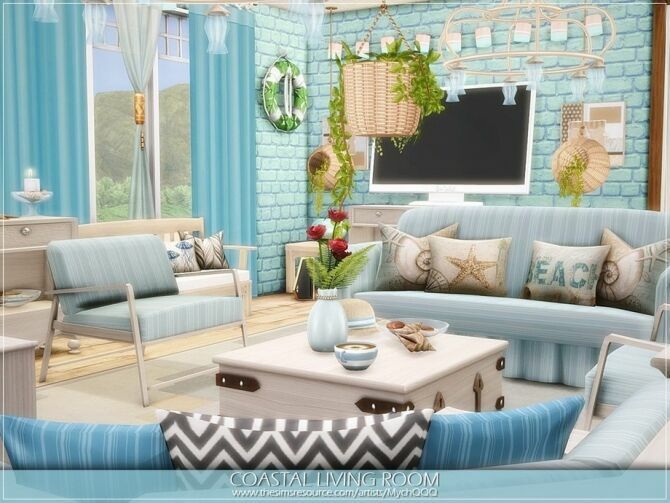 sims 4 cc coastal living room by mychqqq 2