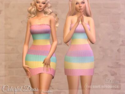 Colorful Dress By Dissia Sims 4 CC