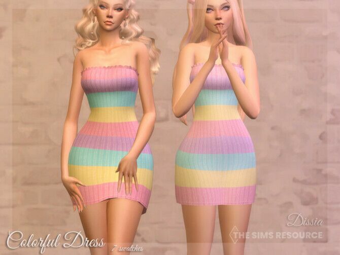 Colorful Dress By Dissia Sims 4 CC