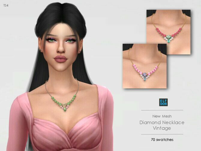 Diamond Necklace Vintage At Elfdor Sims Sims 4 CC