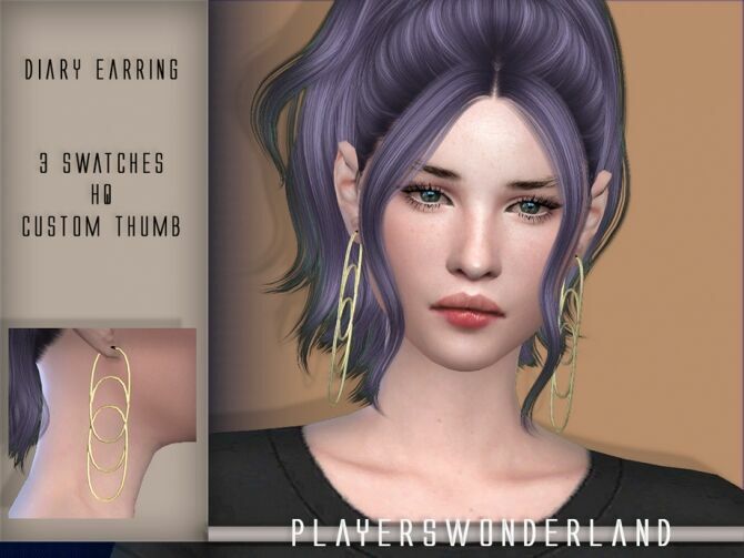 Diary Earrings By Playerswonderland Sims 4 CC