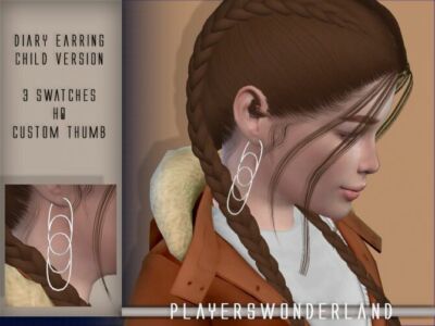 Diary Earrings Child By Playerswonderland Sims 4 CC