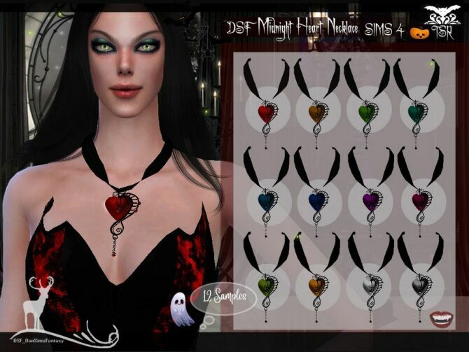 DSF Midnight Heart Necklace By Dansimsfantasy Sims 4 CC