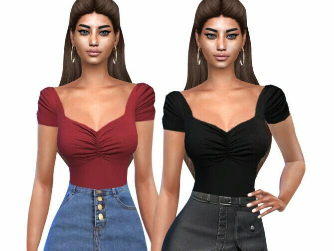 Female Smocked Short Sleeve Tops By Saliwa Sims 4 CC